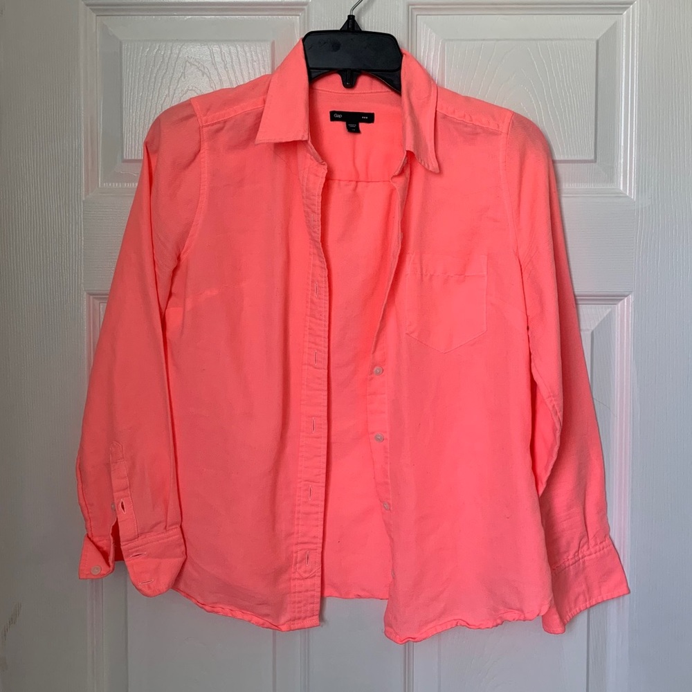 Gap Button Down Hot Pink Sz XS